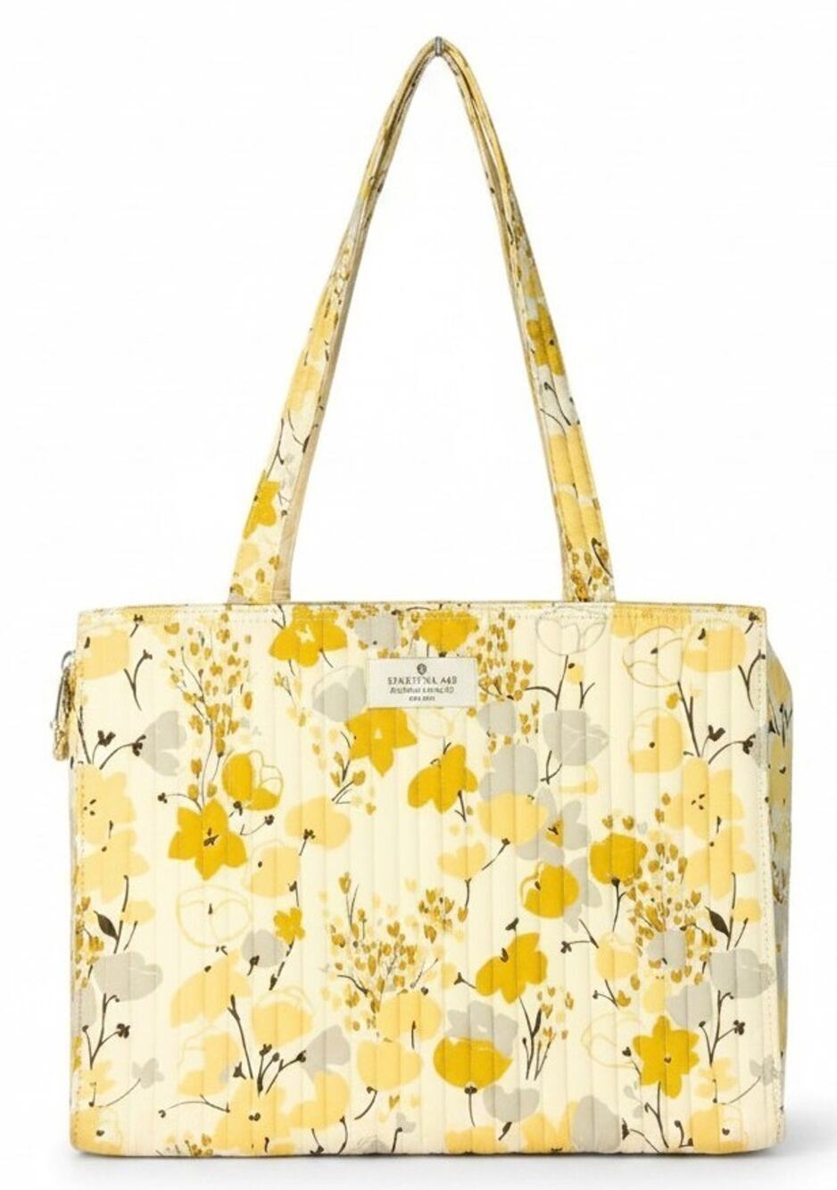 Spartina 449 Quilted Market Tote Bag Zip Top Yellow Salt Marsh Botanic Floral